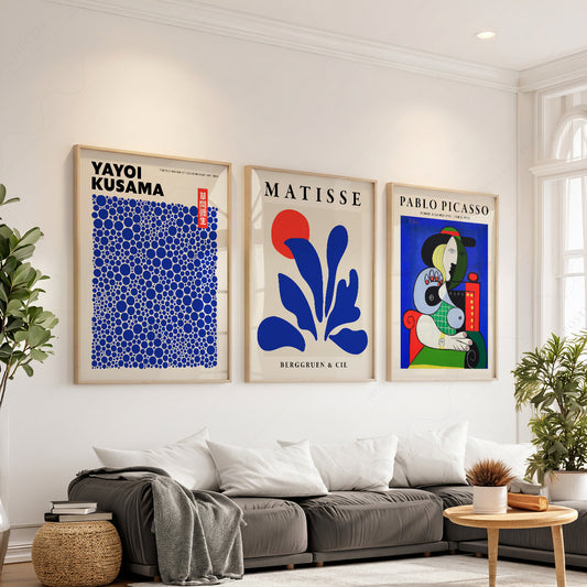 Henri Matisse, Yayoi Kusama, Pablo Picasso Set of 3 Art Prints – Modern Gallery Wall Posters — artwork preview 1