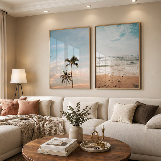 Beach Photography Print Set of 2 – Coastal Palm Tree and Ocean Wall Art – 08 — artwork preview 12