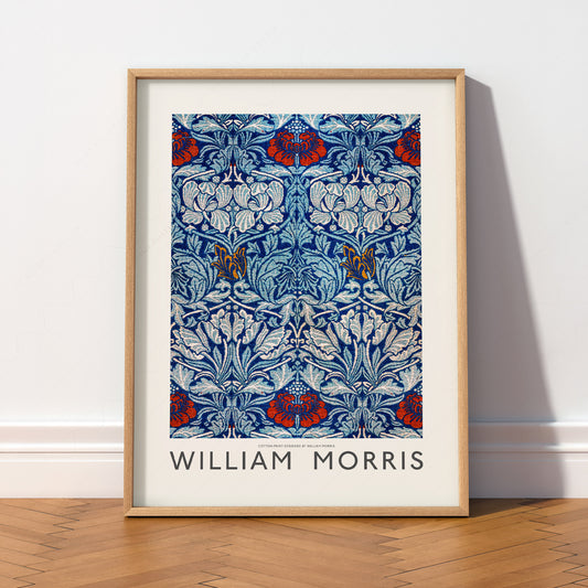 William Morris Blue Floral Cotton Print – Arts and Crafts Wall Art — artwork preview 2
