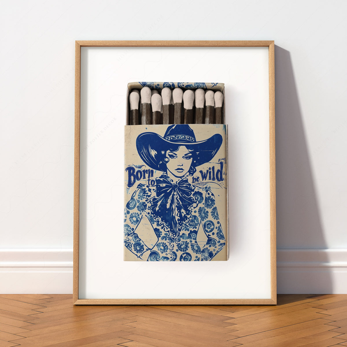 Born to Be Wild Blue Cowboy Matchbox Art Print — artwork preview 2