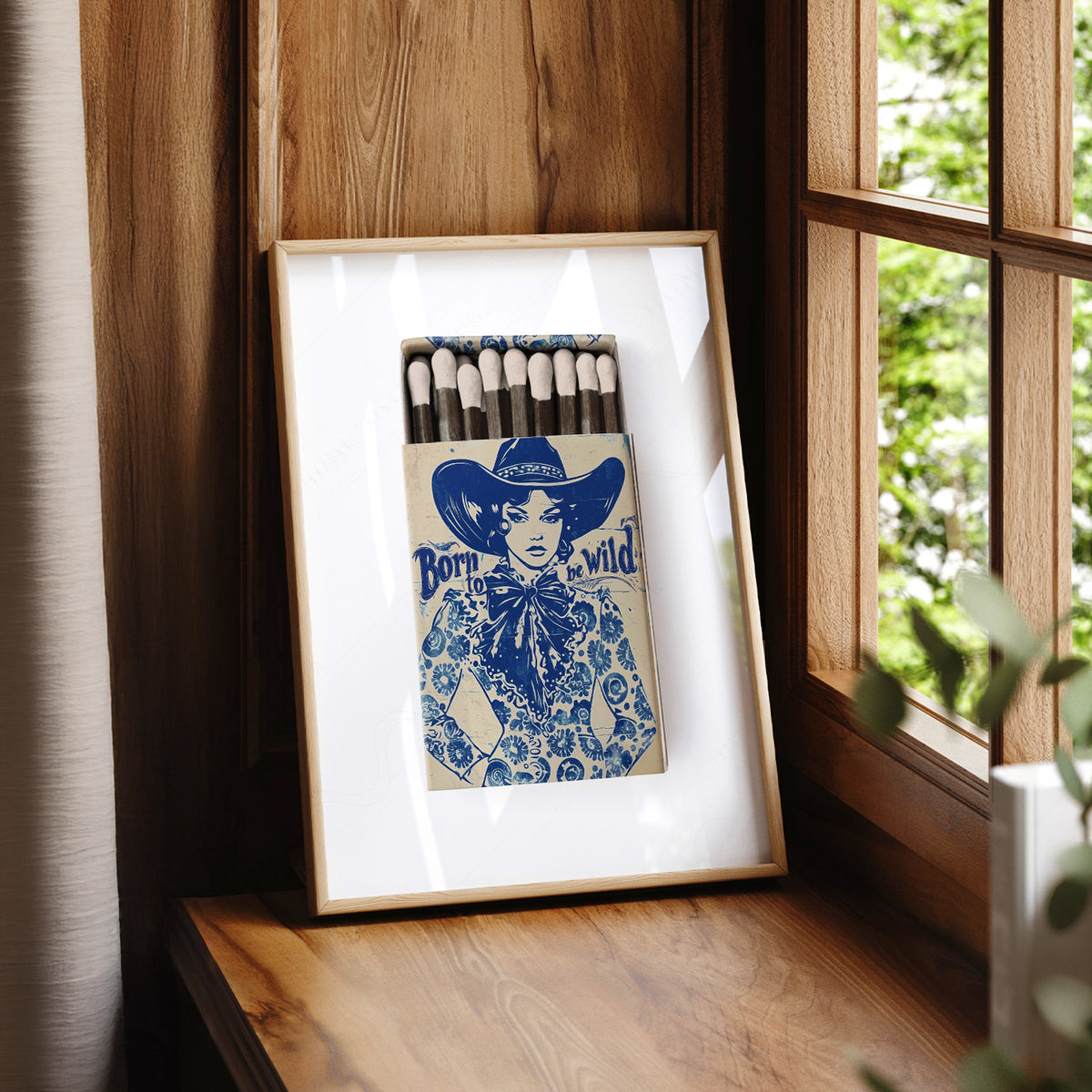 Born to Be Wild Blue Cowboy Matchbox Art Print — artwork preview 7