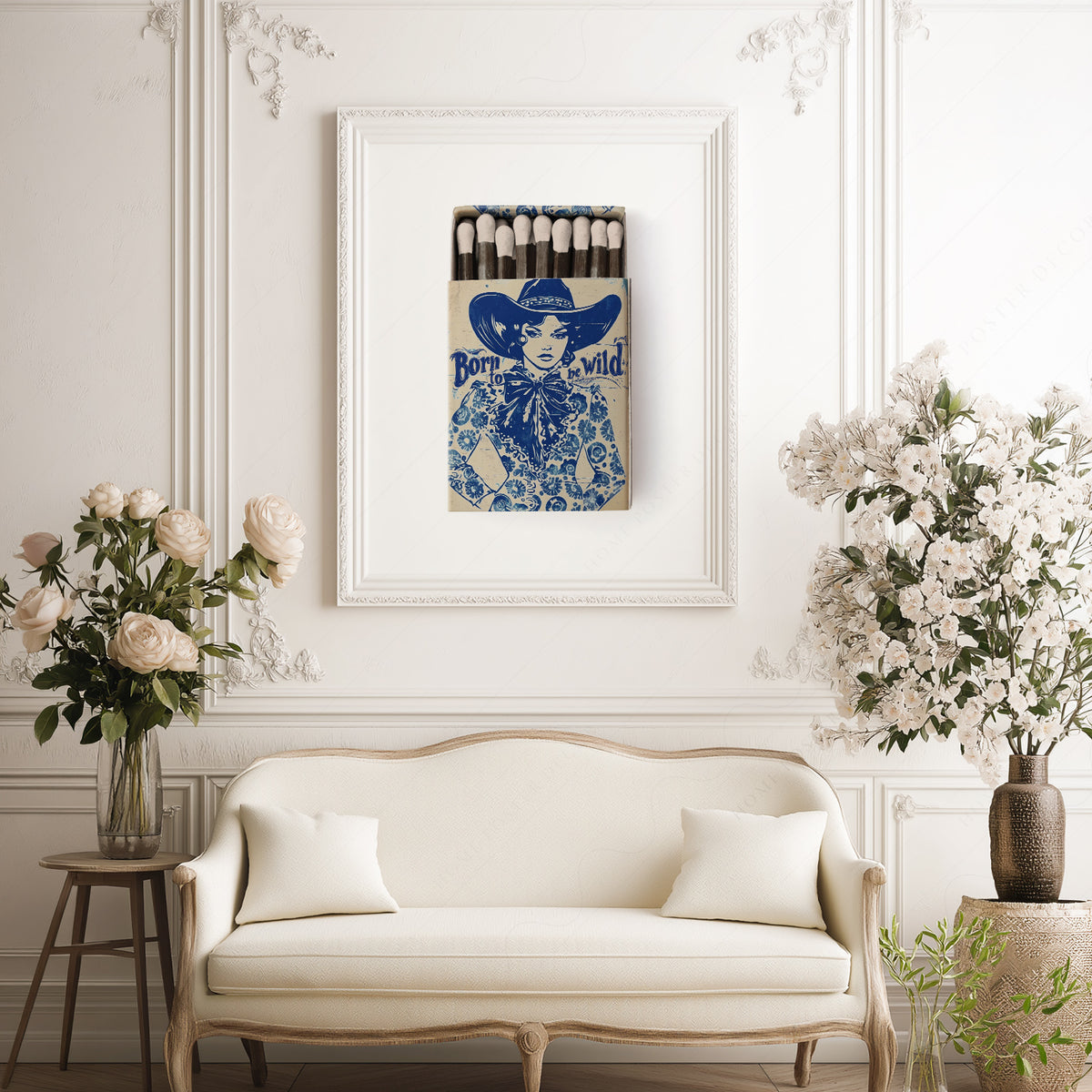 Born to Be Wild Blue Cowboy Matchbox Art Print — artwork preview 17