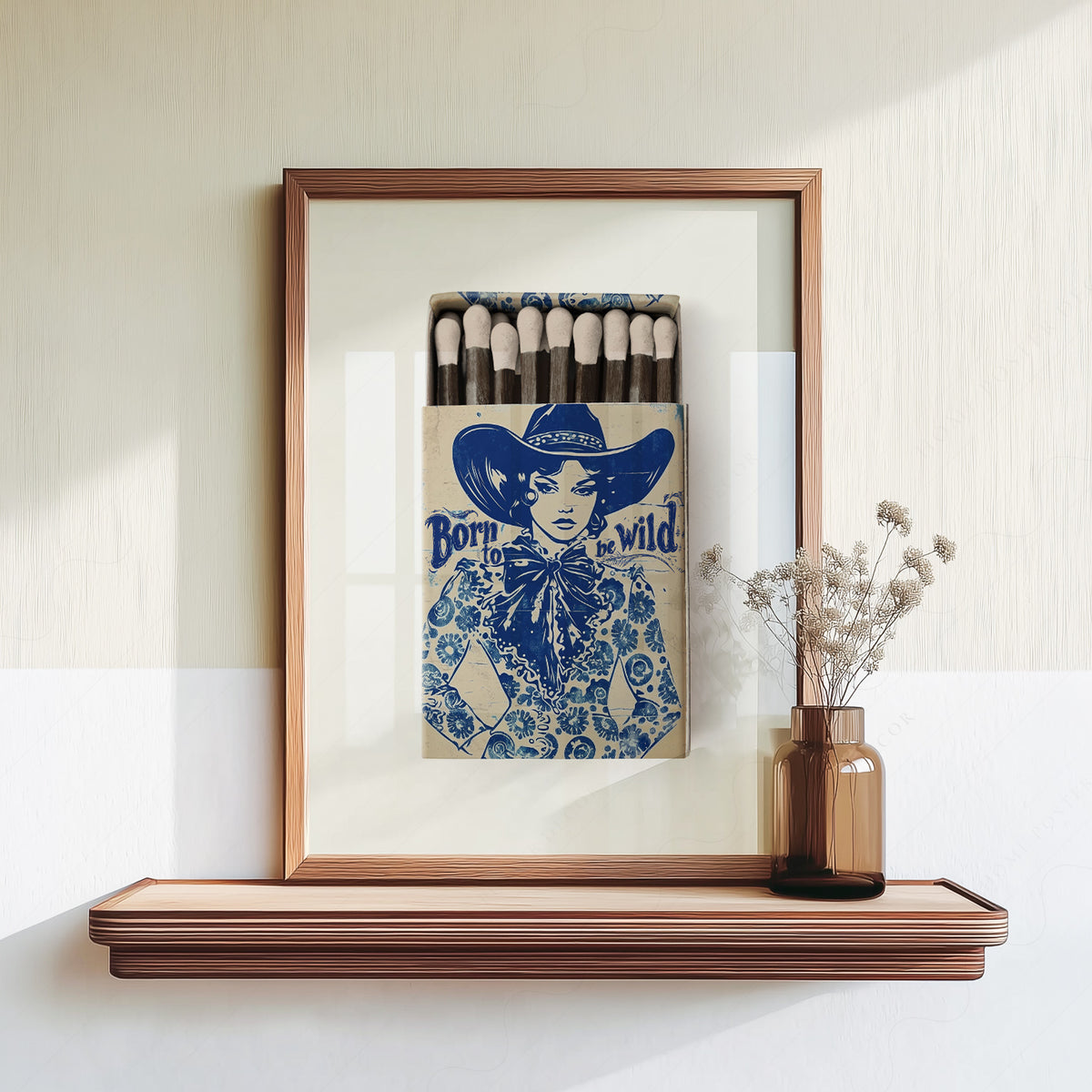 Born to Be Wild Blue Cowboy Matchbox Art Print — artwork preview 18