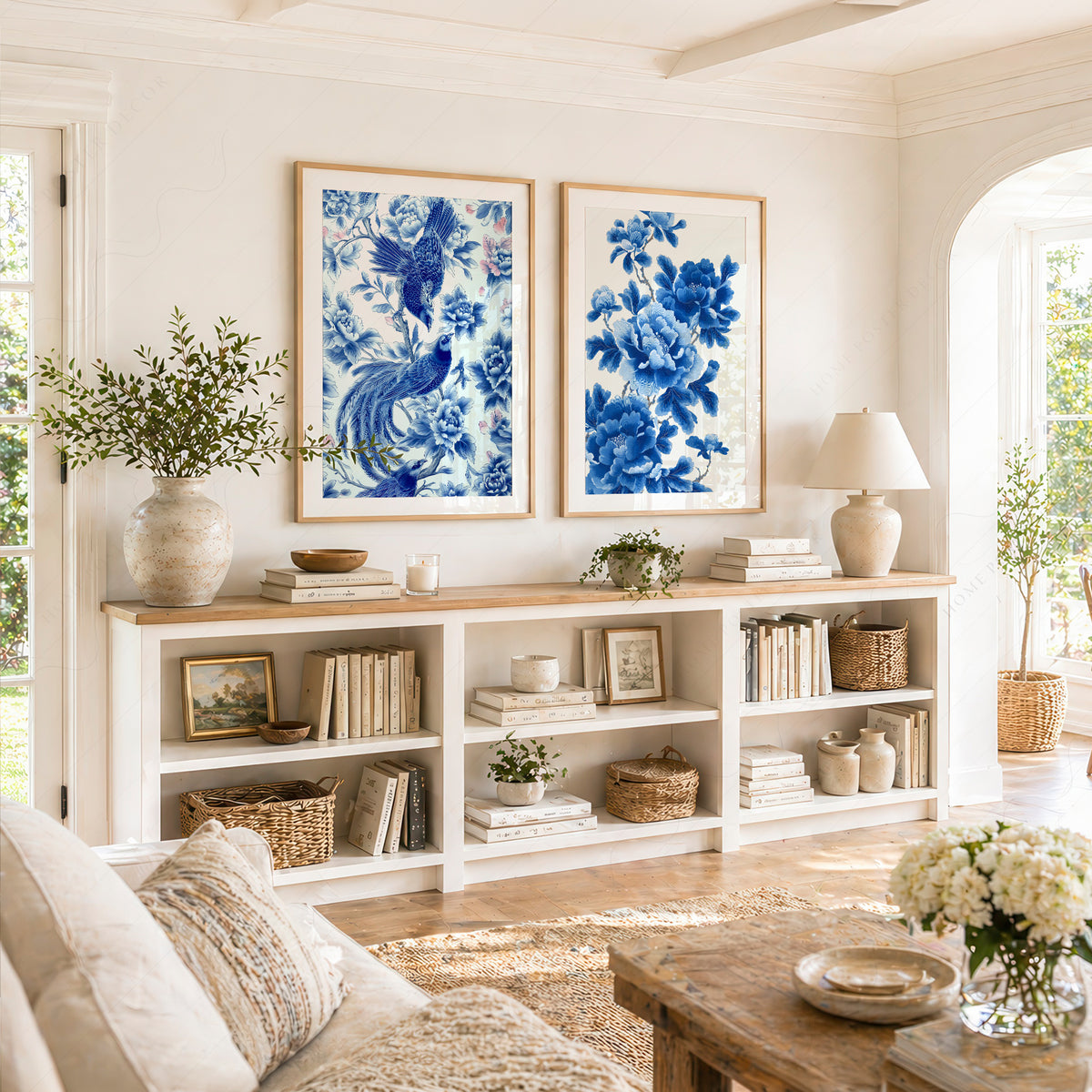 Blue Chinoiserie Bird and Floral Print Set of 2 – 55-07 — artwork preview 17