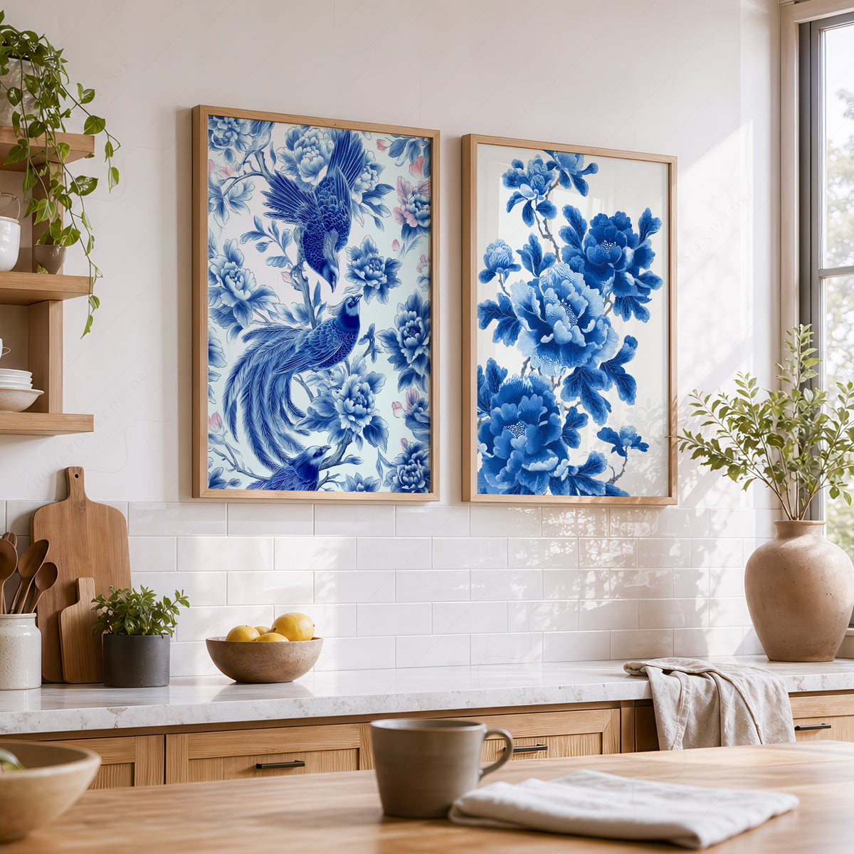 Blue Chinoiserie Bird and Floral Print Set of 2 – 55-07 — artwork preview 19