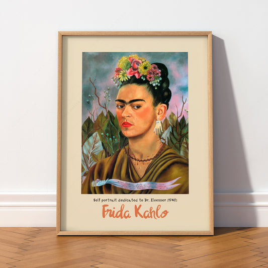 Frida Kahlo Self Portrait Dedicated to Dr. Eloesser Art Print – Iconic Wall Art — artwork preview 2