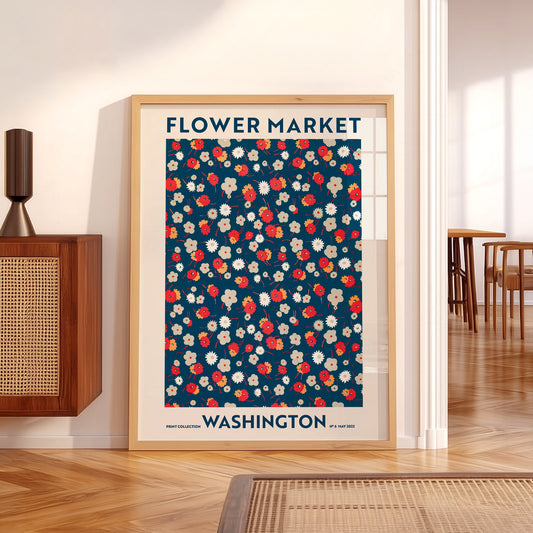 Flower Market Washington Print – Retro Floral Wall Art Poster Decor — artwork preview 5