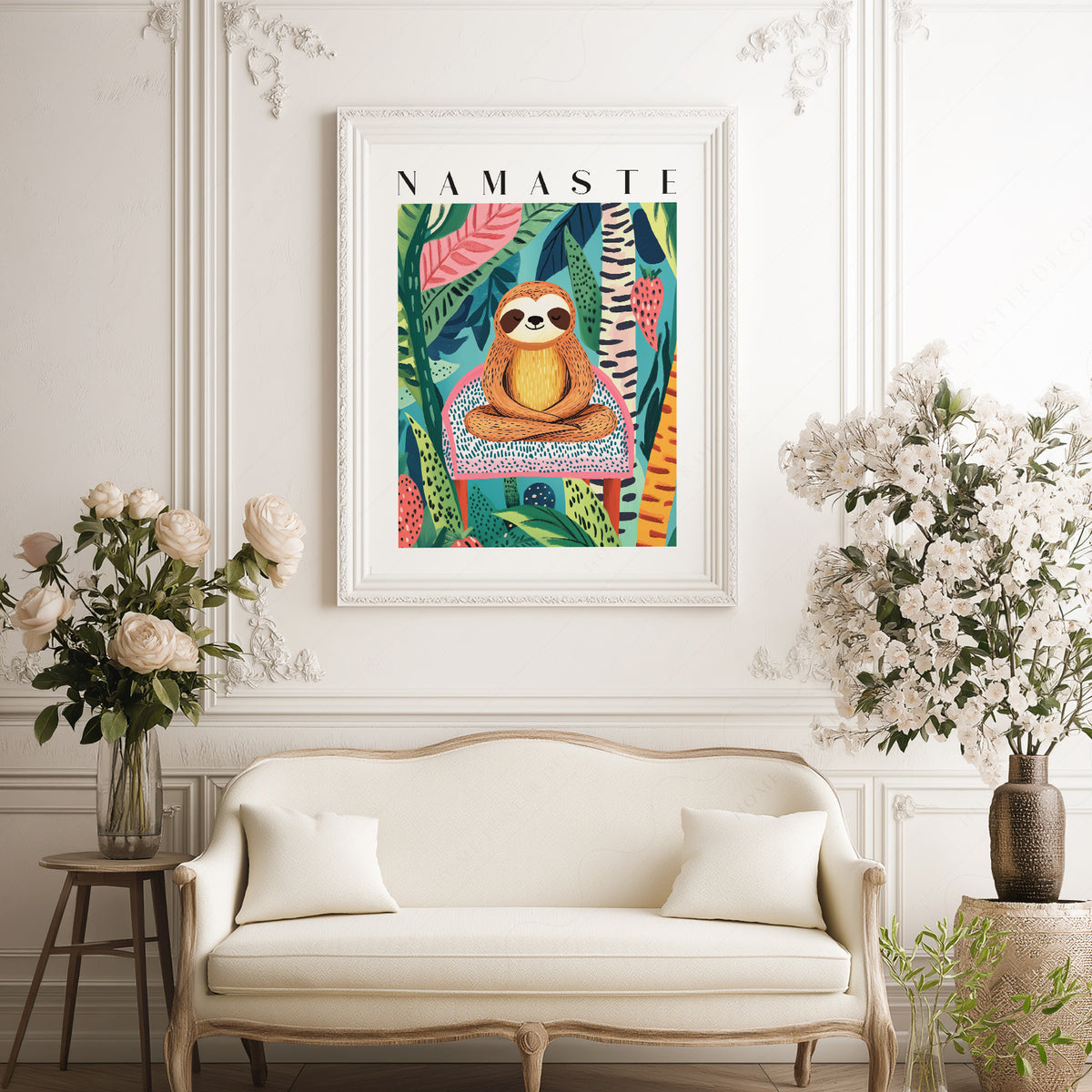 Namaste Sloth Art Print – Tropical Jungle Wall Art Dopamine Decor — artwork preview 17