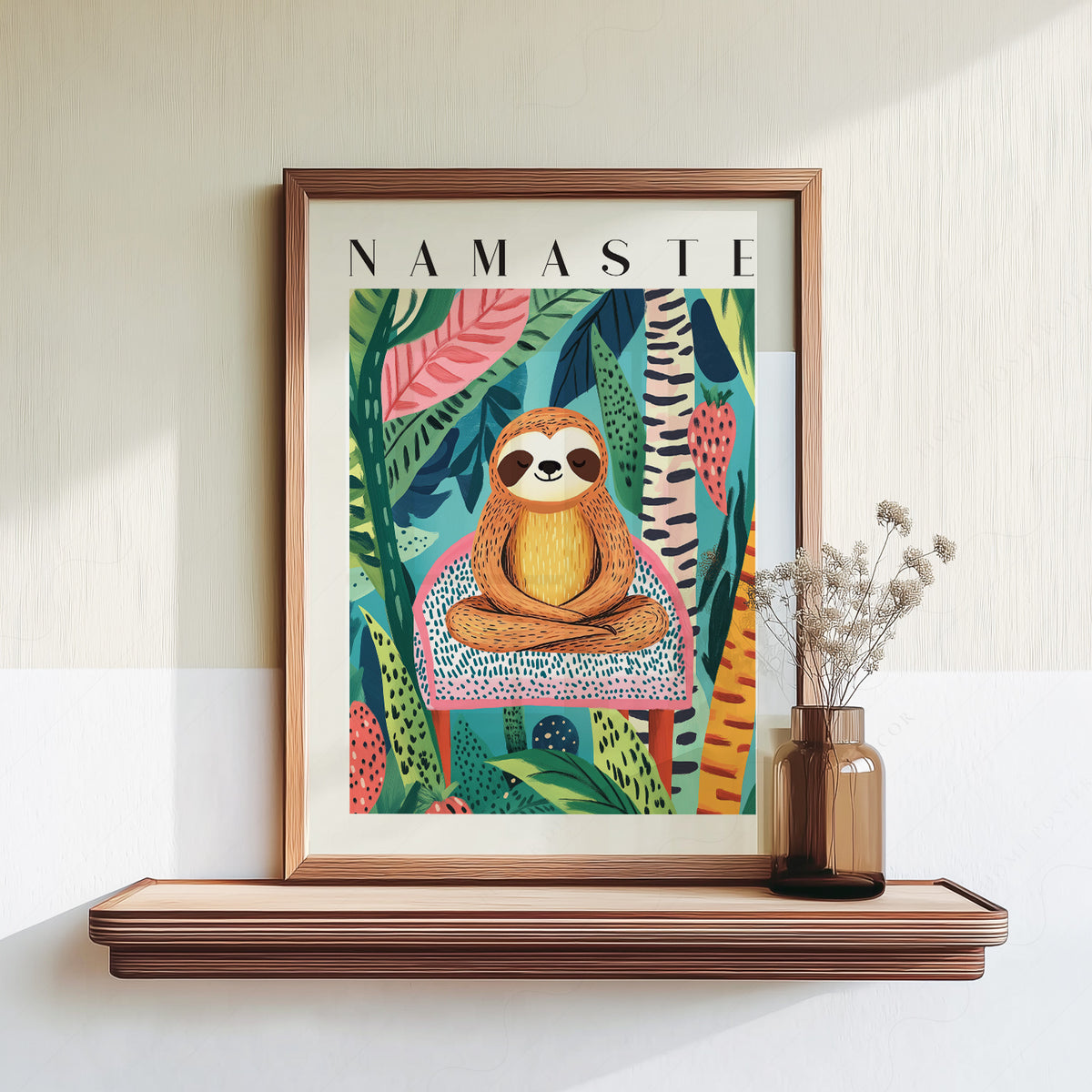 Namaste Sloth Art Print – Tropical Jungle Wall Art Dopamine Decor — artwork preview 18