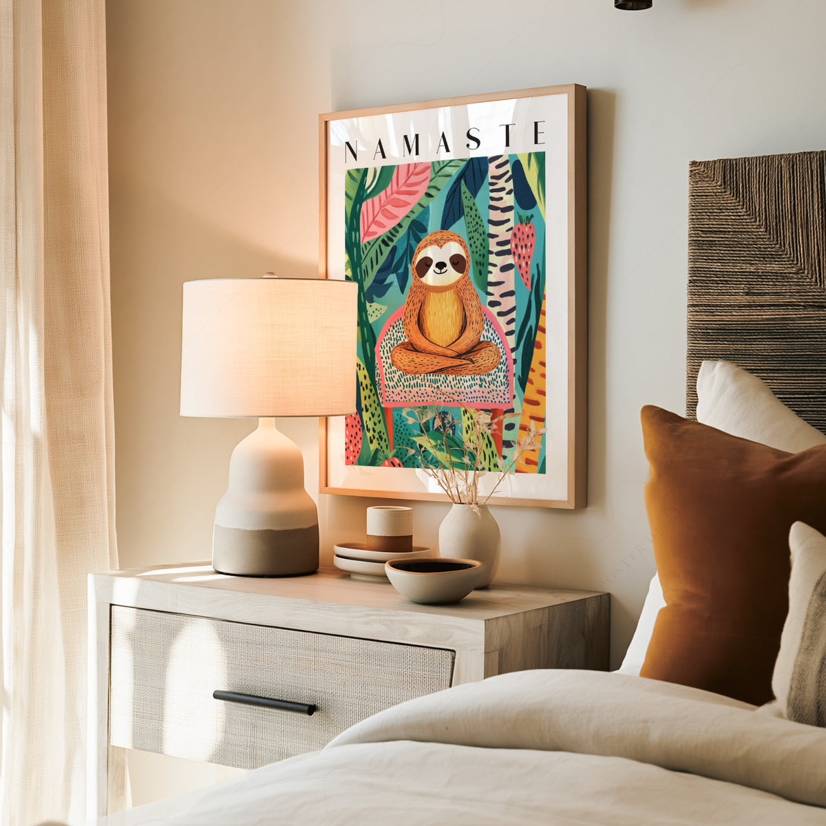 Namaste Sloth Art Print – Tropical Jungle Wall Art Dopamine Decor — artwork preview 19