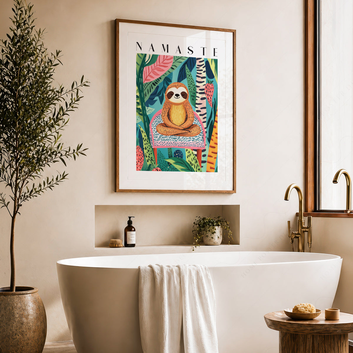 Namaste Sloth Art Print – Tropical Jungle Wall Art Dopamine Decor — artwork preview 22