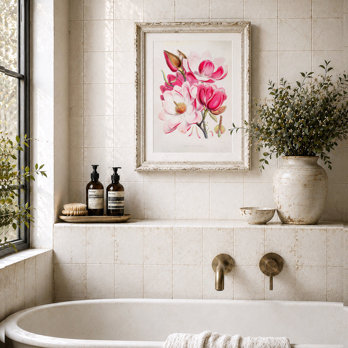 Vintage Magnolia Botanical Print – Pink Floral Wall Art Poster – 04-06 — artwork preview 21