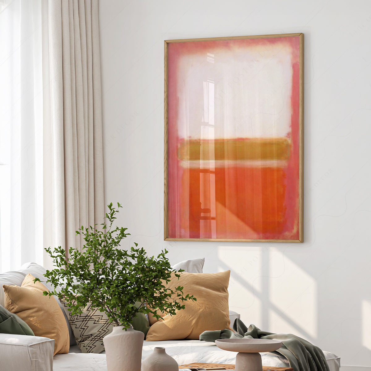 Mark Rothko Pink Orange and Red Colour Blocks Art Print — artwork preview 6