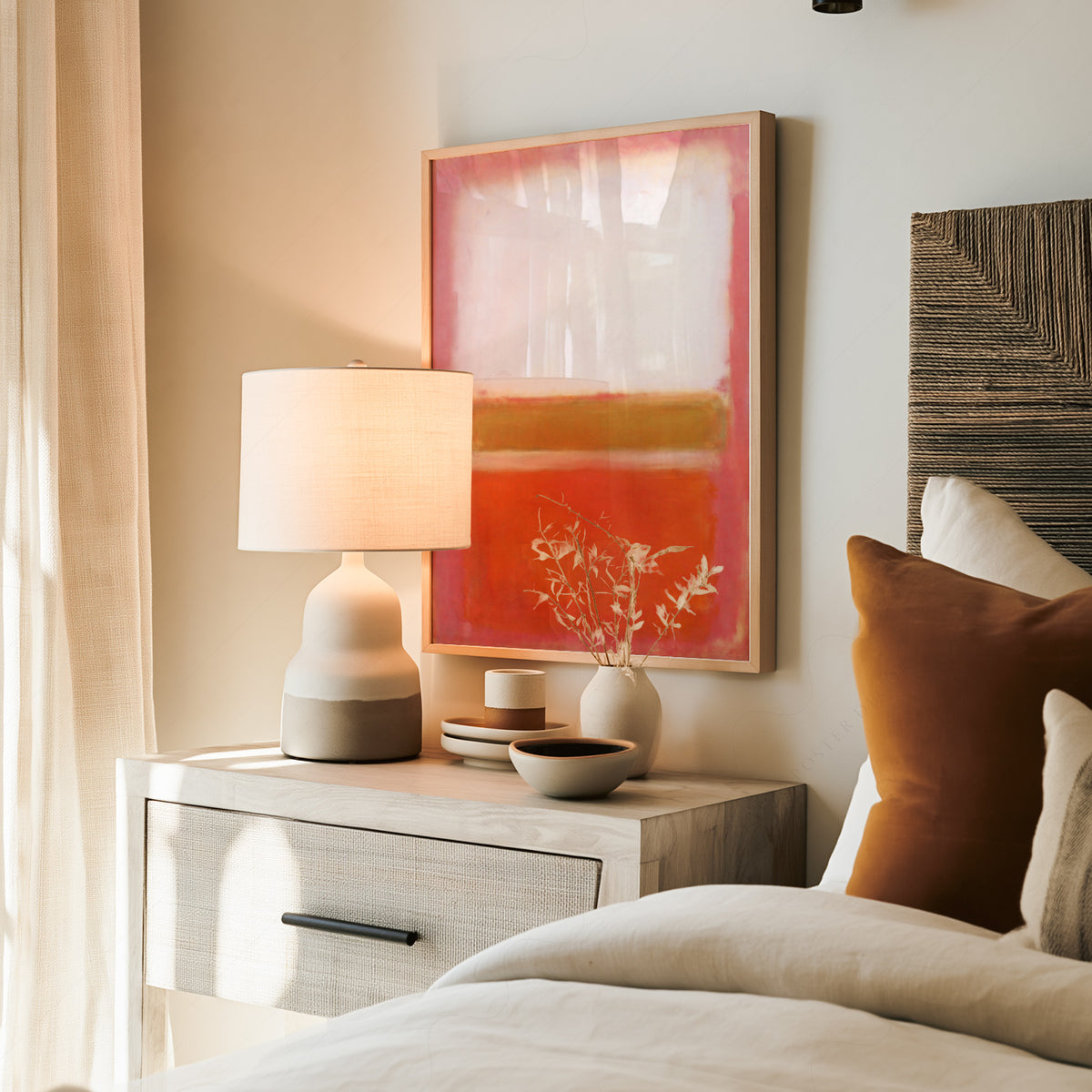 Mark Rothko Pink Orange and Red Colour Blocks Art Print — artwork preview 19