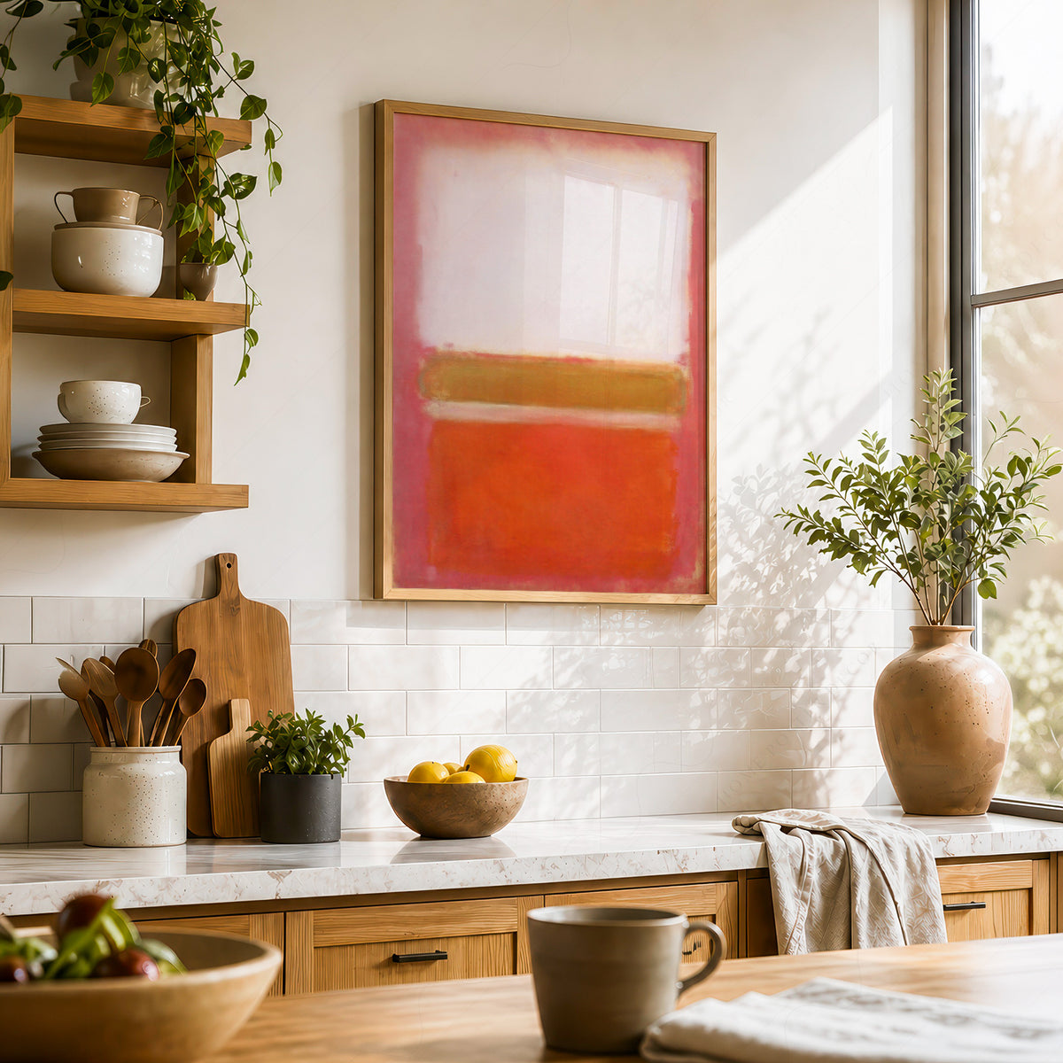 Mark Rothko Pink Orange and Red Colour Blocks Art Print — artwork preview 23