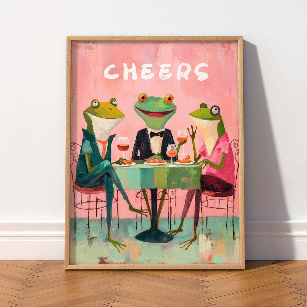 Cheers Frog Art Print – Funny Cocktail Wall Art – 64-18 — artwork preview 2