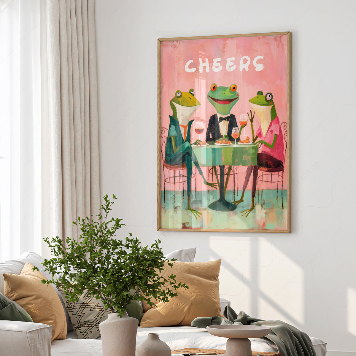 Cheers Frog Art Print – Funny Cocktail Wall Art – 64-18 — artwork preview 6