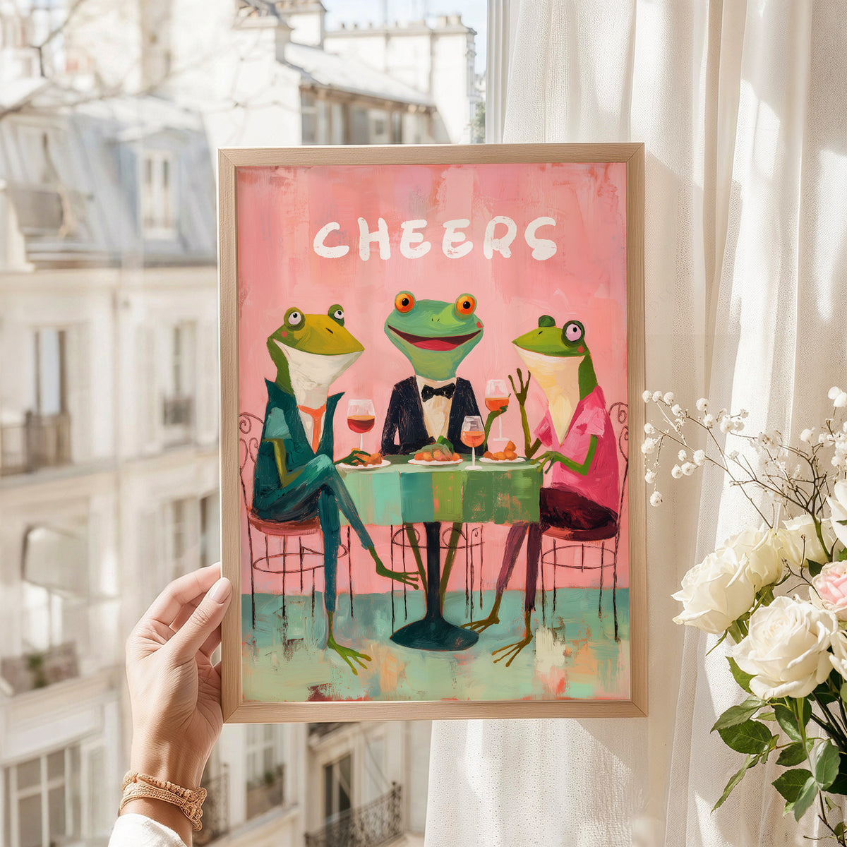 Cheers Frog Art Print – Funny Cocktail Wall Art – 64-18 — artwork preview 8