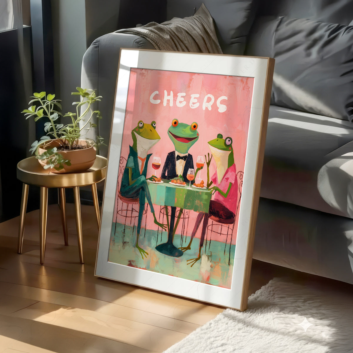 Cheers Frog Art Print – Funny Cocktail Wall Art – 64-18 — artwork preview 15