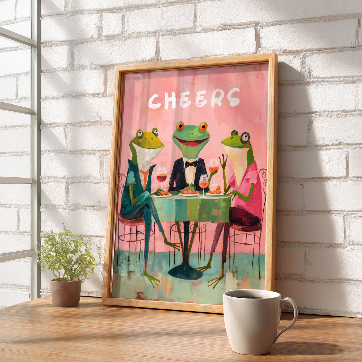 Cheers Frog Art Print – Funny Cocktail Wall Art – 64-18 — artwork preview 16