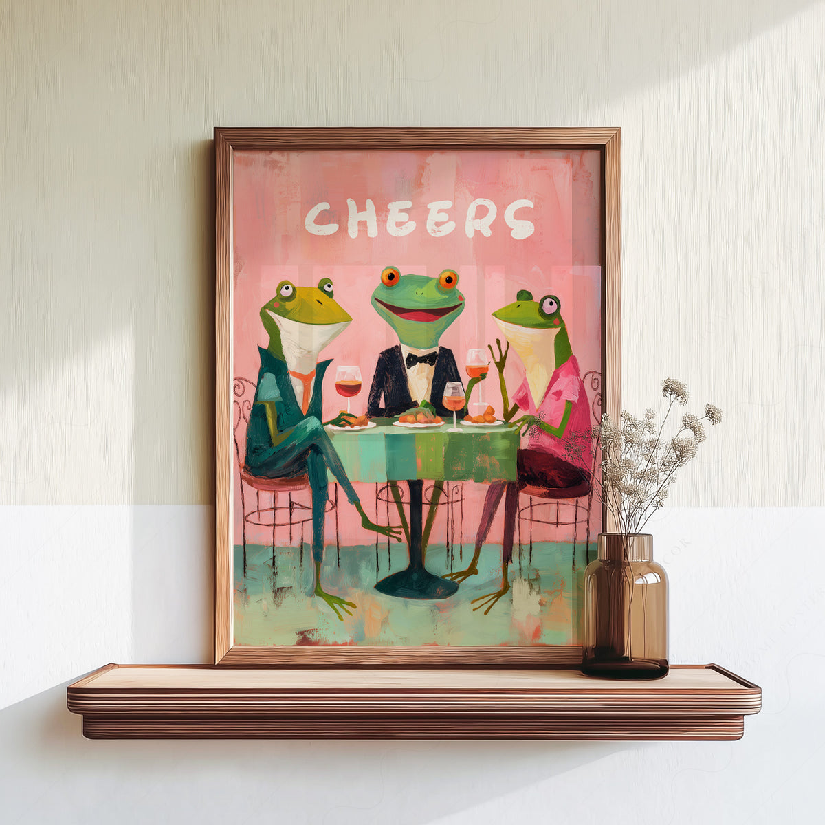 Cheers Frog Art Print – Funny Cocktail Wall Art – 64-18 — artwork preview 18