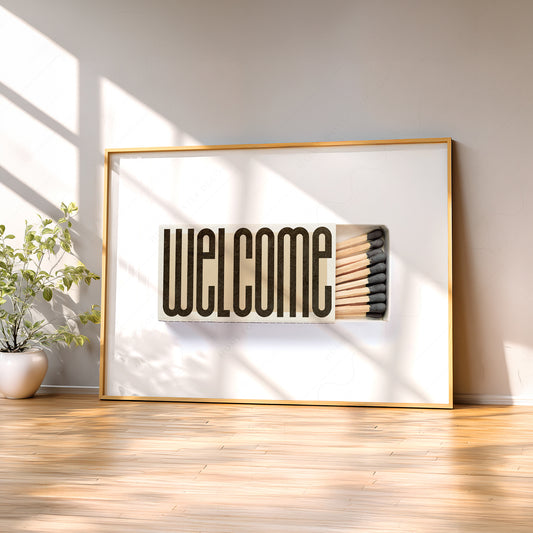 Welcome Matchbox Art Print – Vintage Typography Poster Wall Decor — artwork preview 2