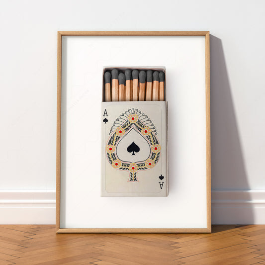 Ace of Spades Matchbox Print – Vintage Playing Card Wall Art Poster — artwork preview 2