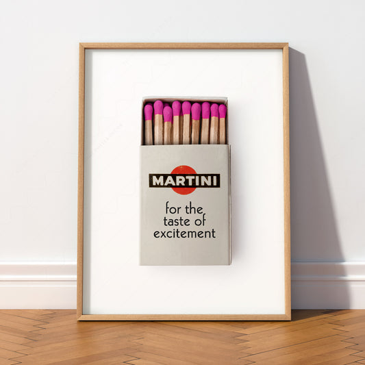 Vintage Martini Matchbox Print – Retro Bar Cart Wall Art Poster — artwork preview 2