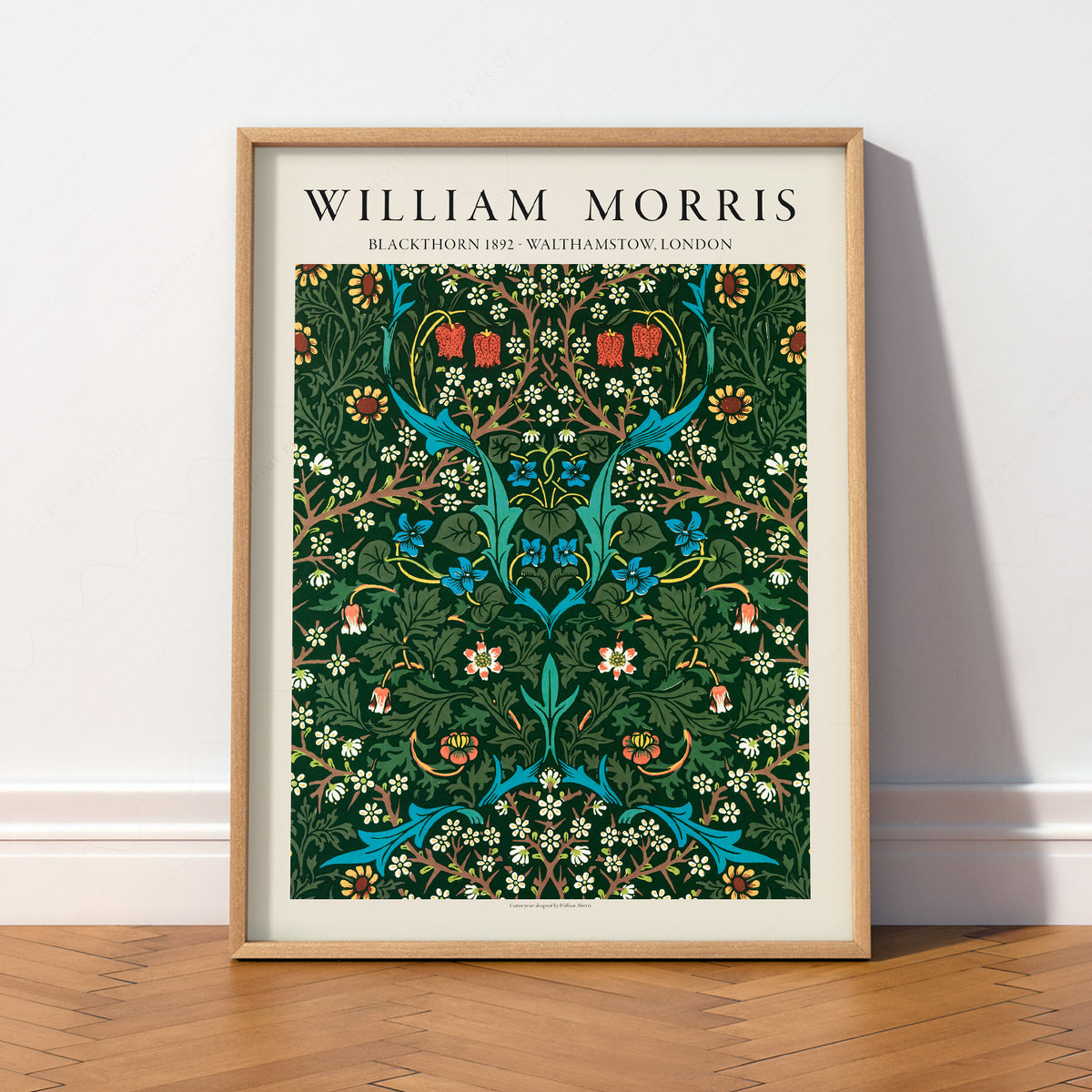 William Morris Blackthorn Deep Green Floral Pattern Art Print — artwork preview 2