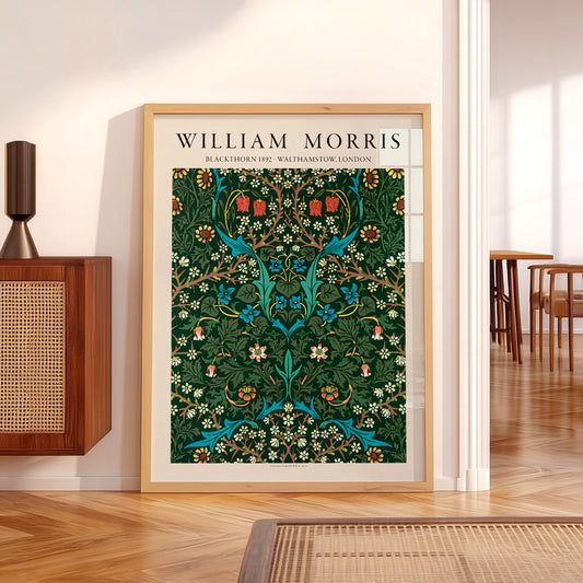 William Morris Blackthorn Deep Green Floral Pattern Art Print — artwork preview 5
