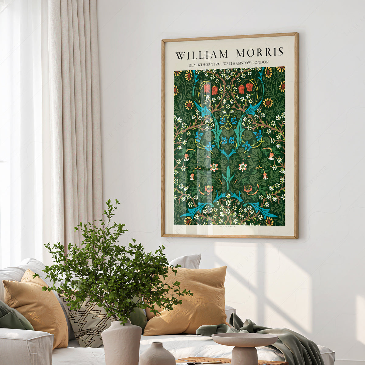 William Morris Blackthorn Deep Green Floral Pattern Art Print — artwork preview 6
