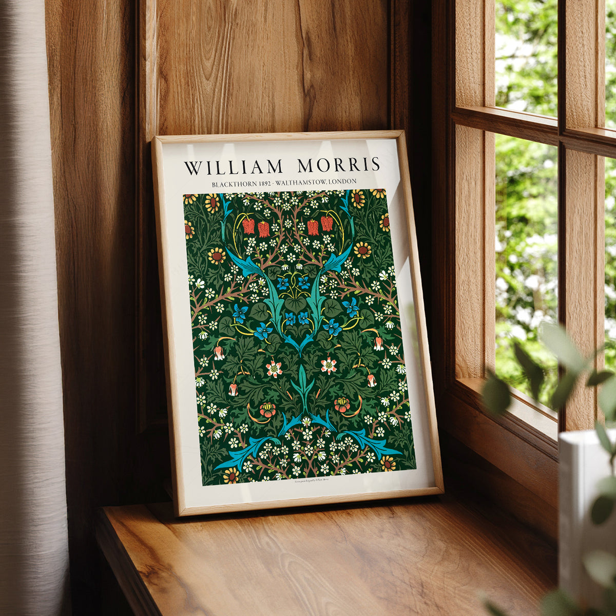 William Morris Blackthorn Deep Green Floral Pattern Art Print — artwork preview 7