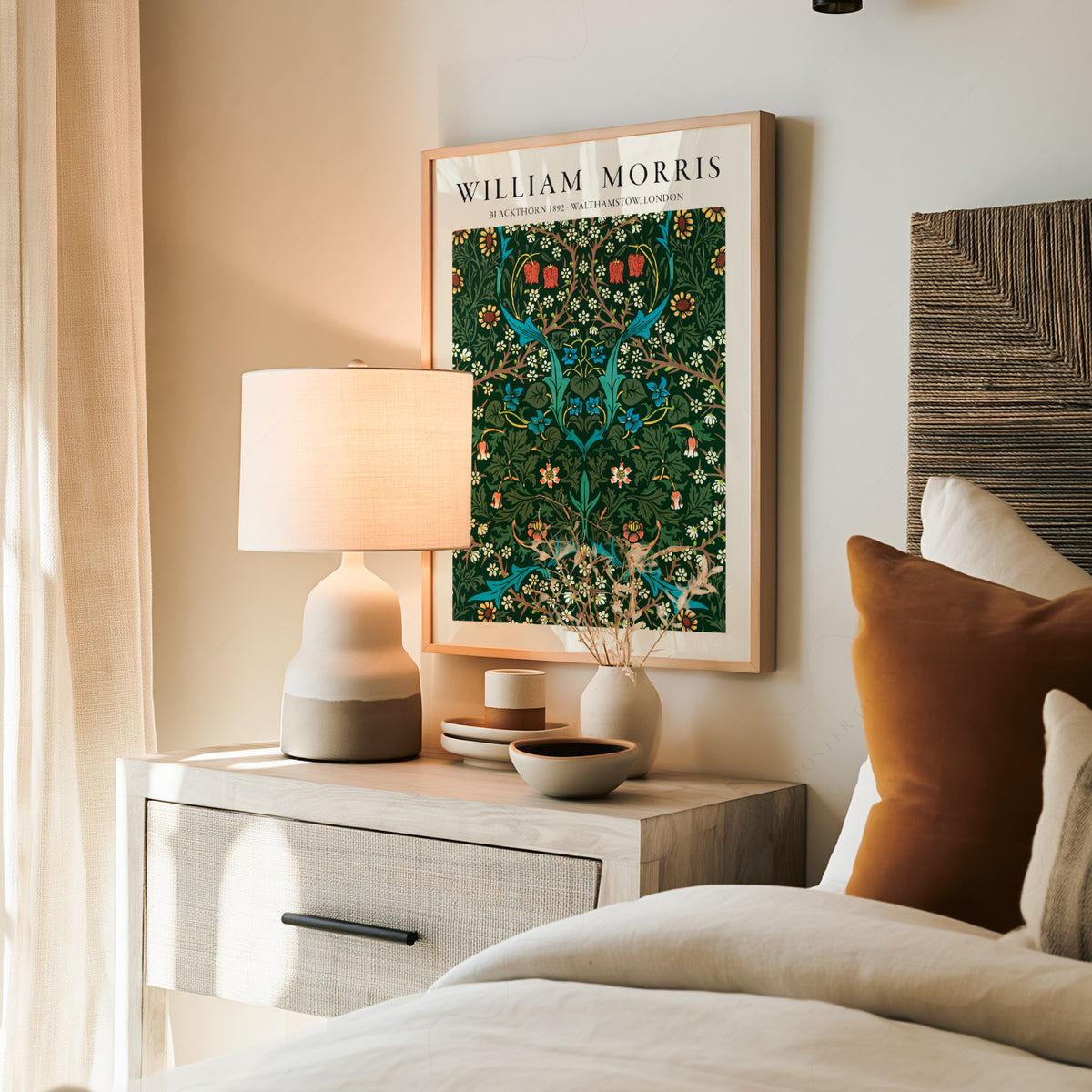 William Morris Blackthorn Deep Green Floral Pattern Art Print — artwork preview 19