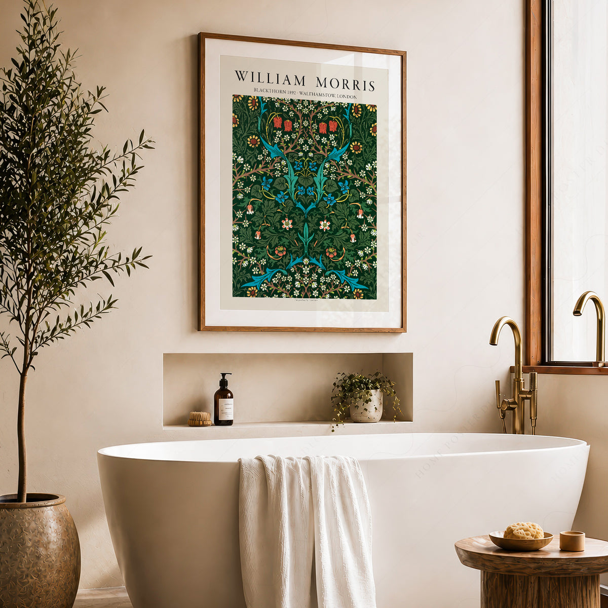 William Morris Blackthorn Deep Green Floral Pattern Art Print — artwork preview 22