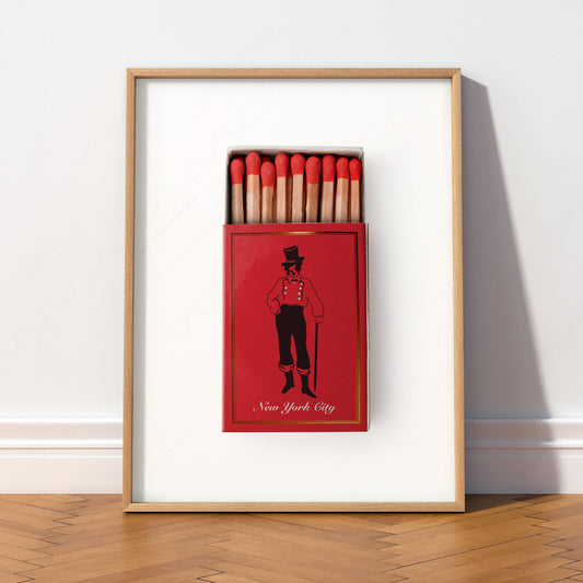 New York City Matchbox Print – Vintage Bowery Hotel Wall Art Poster — artwork preview 2