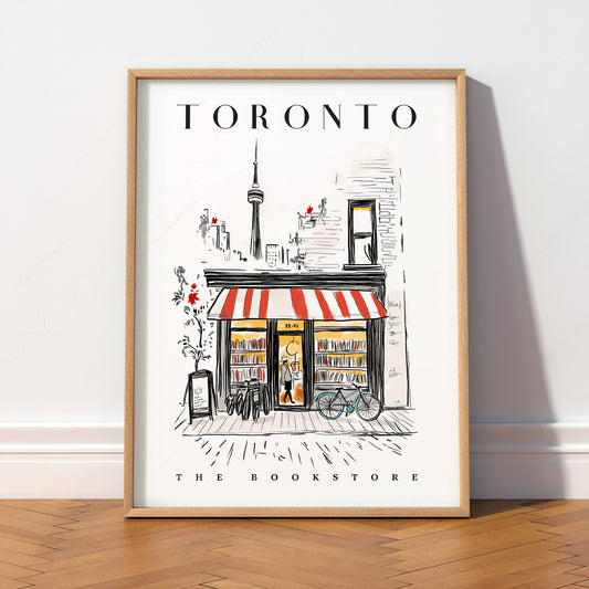Toronto Bookstore Art Print – City Bookshop Illustration Poster Wall Art — artwork preview 2