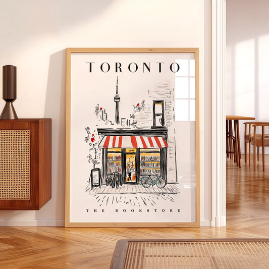 Toronto Bookstore Art Print – City Bookshop Illustration Poster Wall Art — artwork preview 5