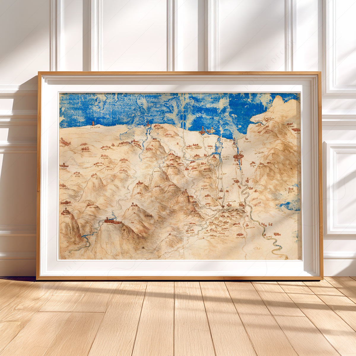 Leonardo da Vinci Bird's-Eye View of Western Tuscany Art Print — artwork preview 5