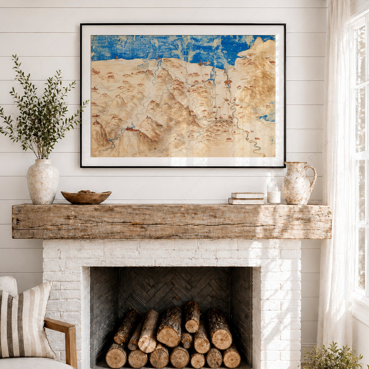 Leonardo da Vinci Bird's-Eye View of Western Tuscany Art Print — artwork preview 18