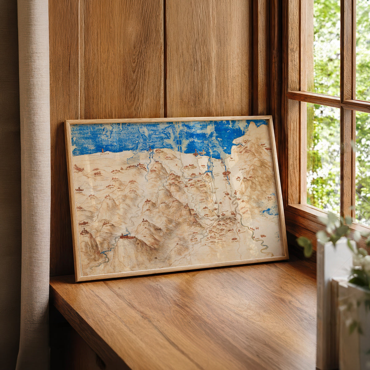 Leonardo da Vinci Bird's-Eye View of Western Tuscany Art Print — artwork preview 22