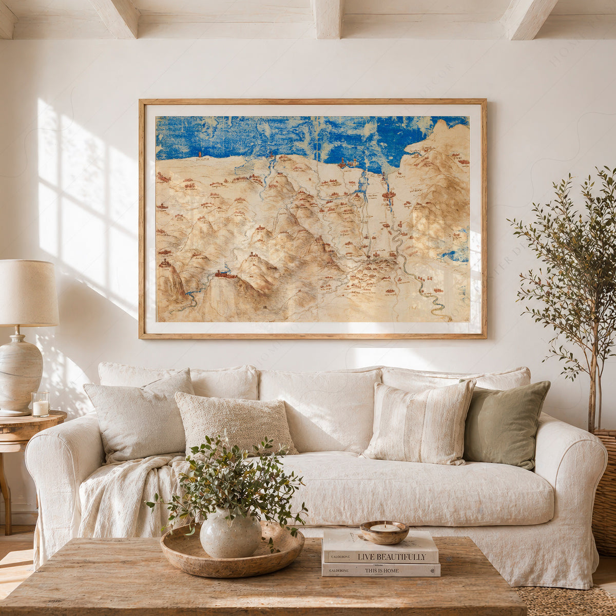 Leonardo da Vinci Bird's-Eye View of Western Tuscany Art Print — artwork preview 23