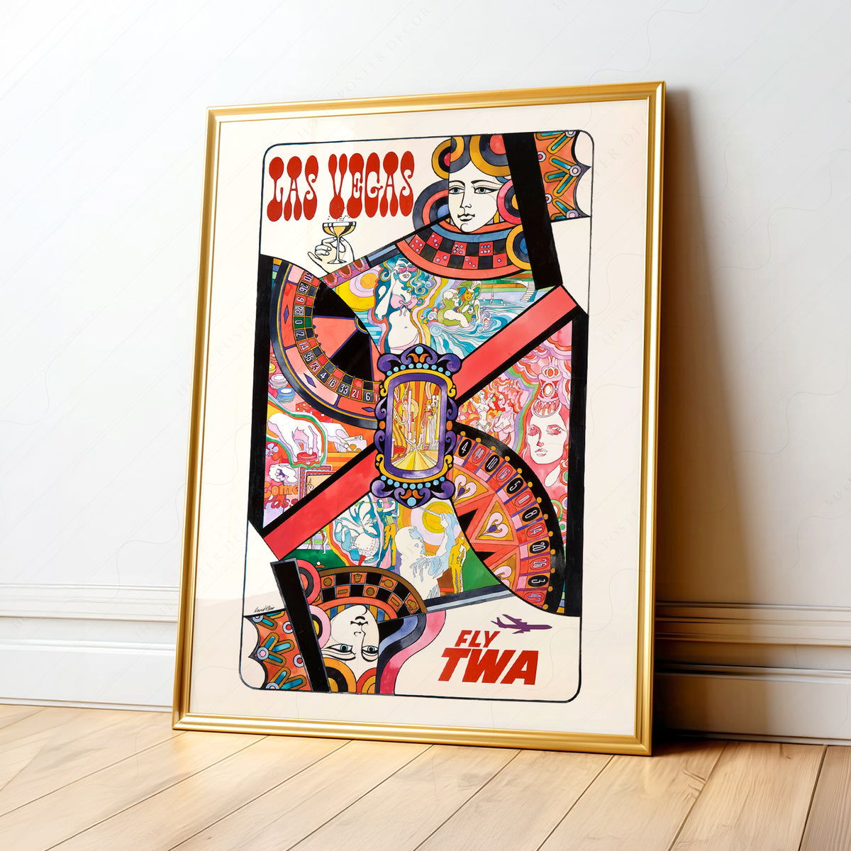 David Klein Las Vegas Playing Card Travel Poster Art Print — artwork preview 1
