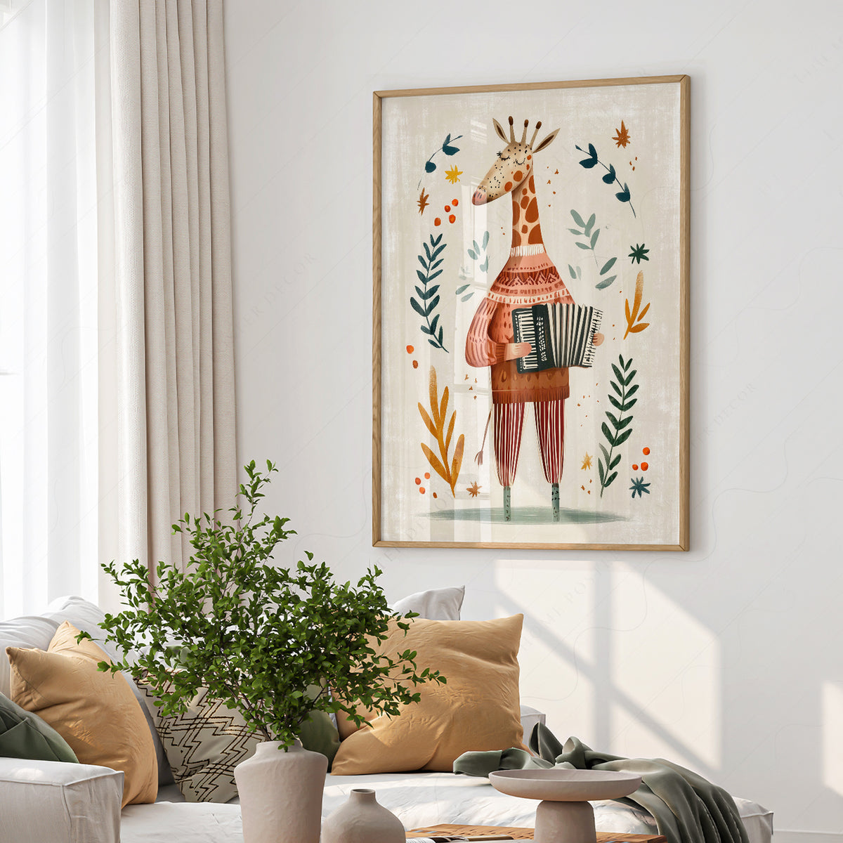 Musical Giraffe Accordion Art Print – Whimsical Nursery Wall Decor – 67-01 — artwork preview 6