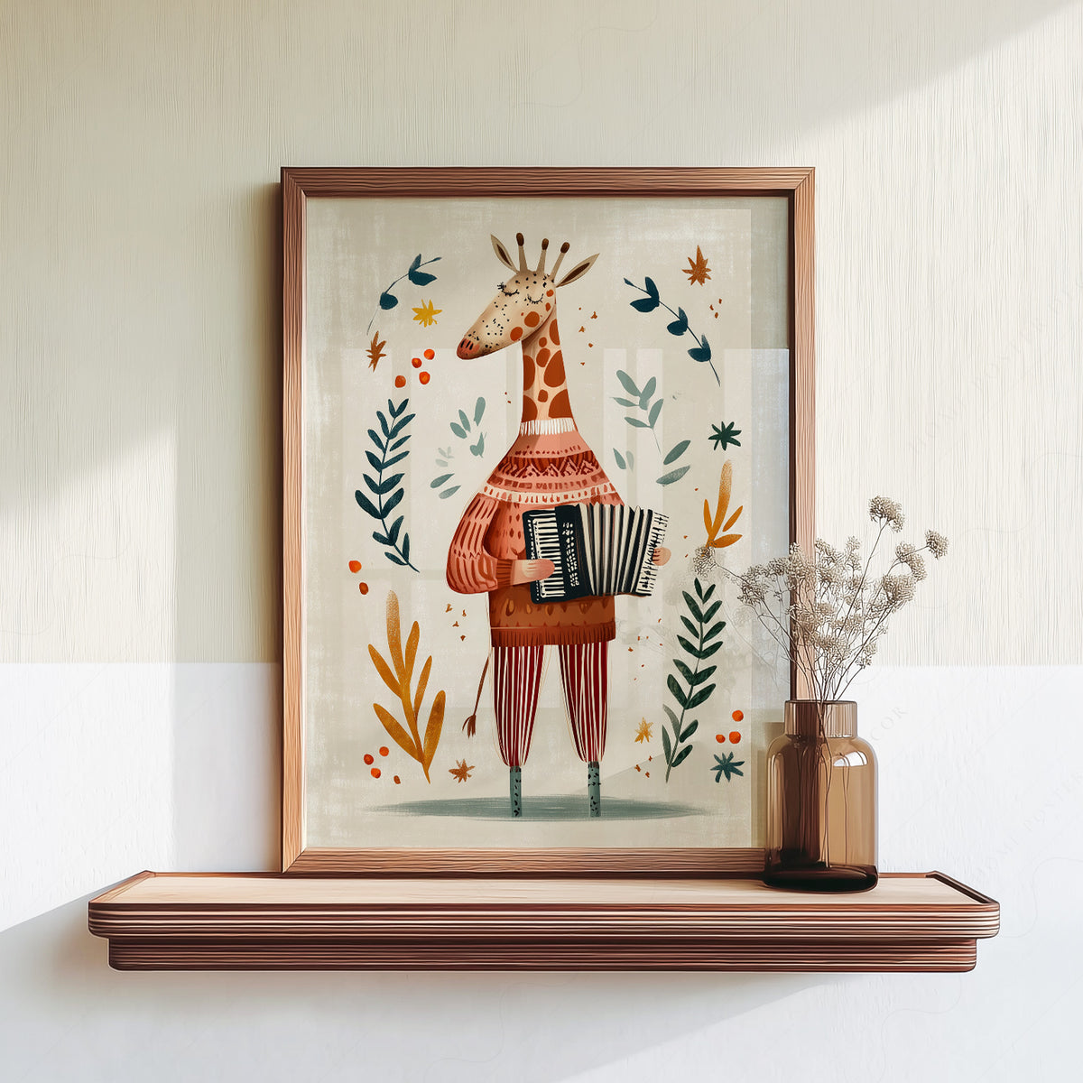 Musical Giraffe Accordion Art Print – Whimsical Nursery Wall Decor – 67-01 — artwork preview 18