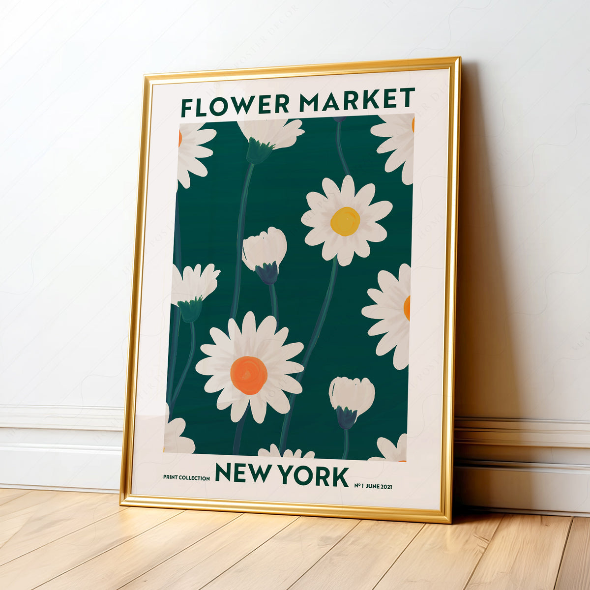 Flower Market New York Print – Daisy Floral Wall Art Poster Decor — artwork preview 1