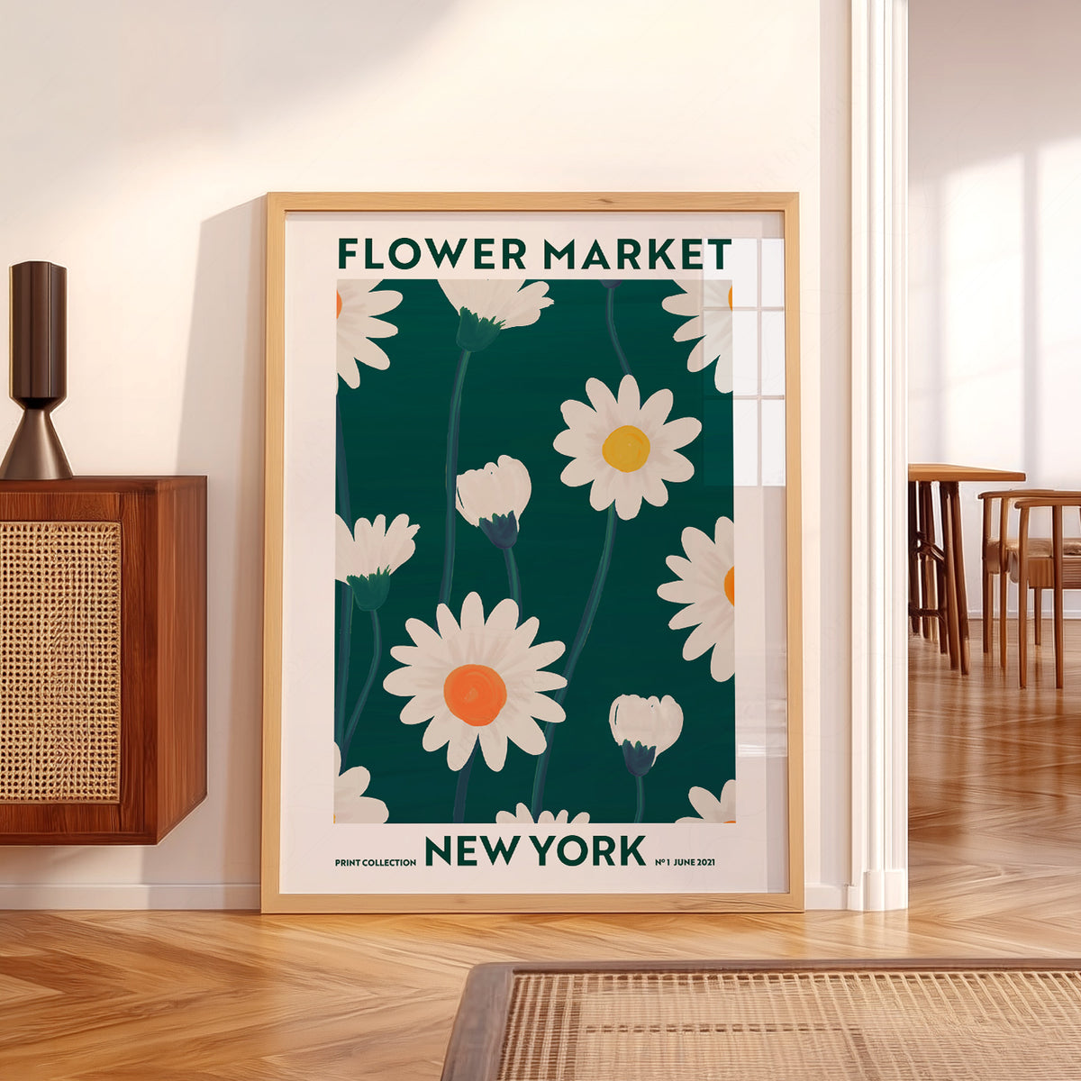 Flower Market New York Print – Daisy Floral Wall Art Poster Decor — artwork preview 5