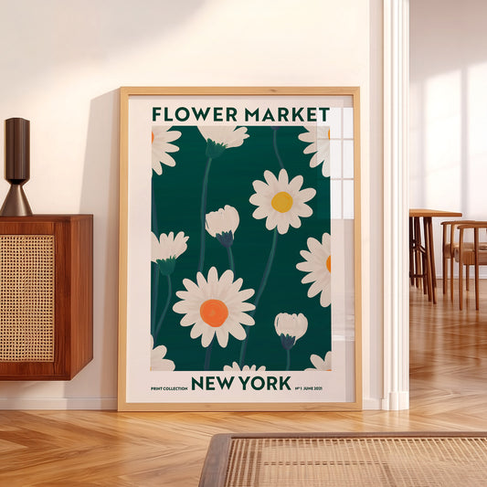 Flower Market New York Print – Daisy Floral Wall Art Poster Decor — artwork preview 5