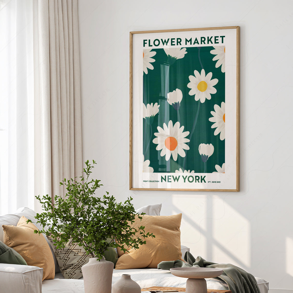 Flower Market New York Print – Daisy Floral Wall Art Poster Decor — artwork preview 6