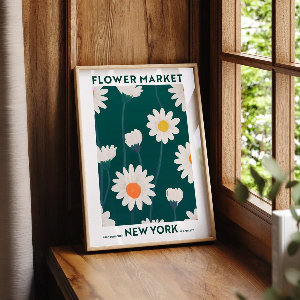 Flower Market New York Print – Daisy Floral Wall Art Poster Decor — artwork preview 7