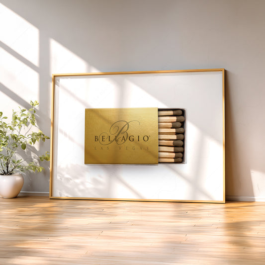 Bellagio Las Vegas Vintage Matchbox Print – Retro Hotel Wall Art Decor — artwork preview 2